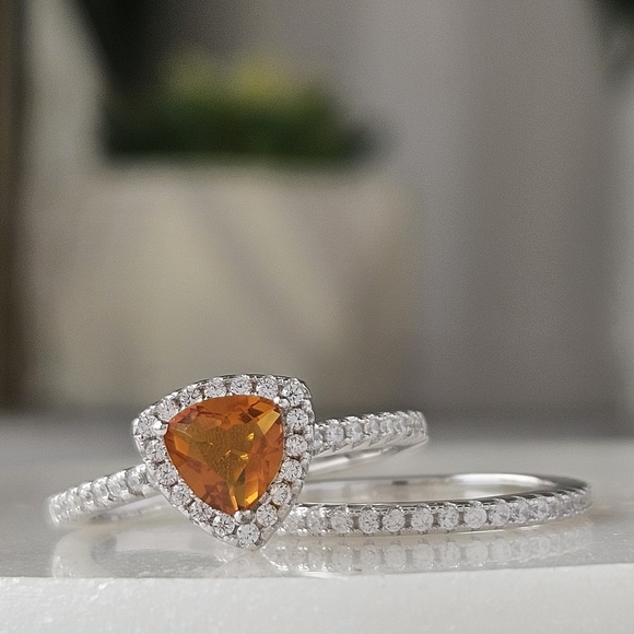 Citrine orange ring set, size 7, 925 Sterling silver Charmed Aroma - Picture 3 of 5